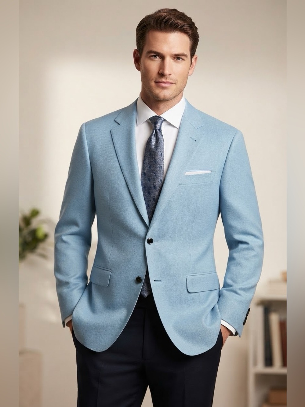 Turnbury Light Blue Sport Coat Blazer -Silk & Wool